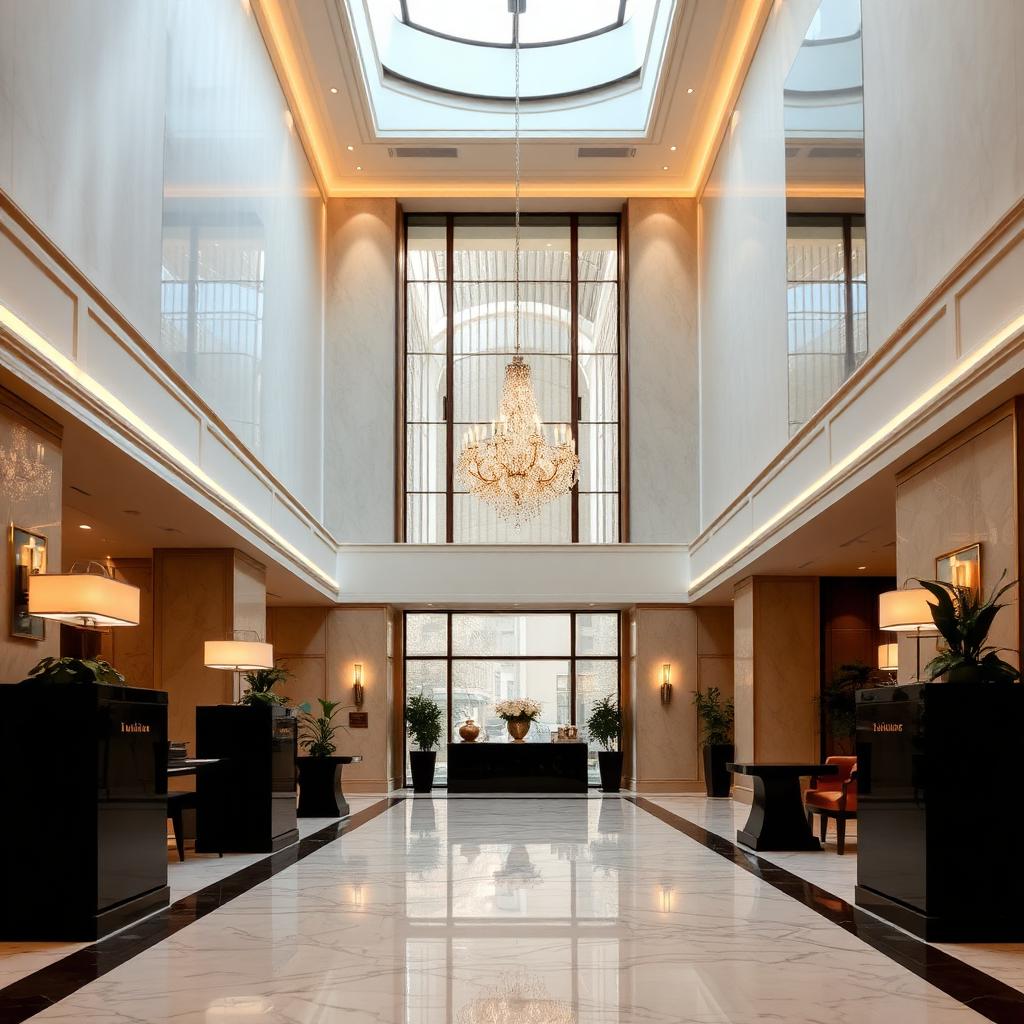 Pristine luxury lobby maintained by TIER X Cleaning Services